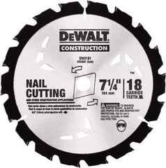 DeWALT - 7-1/4" Diam, 18 Tooth Wet & Dry Cut Saw Blade - Carbide-Tipped, Standard Round Arbor - Best Tool & Supply