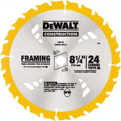 DeWALT - 8-1/4" Diam, 5/8" Arbor Hole Diam, 24 Tooth Wet & Dry Cut Saw Blade - Tungsten Carbide-Tipped, Smooth Action, Diamond Arbor - Best Tool & Supply