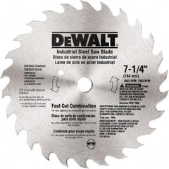 DeWALT - 7-1/4" Diam, 20 Tooth Wet & Dry Cut Saw Blade - Steel, Standard Round Arbor - Best Tool & Supply