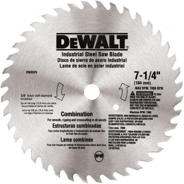 DeWALT - 7-1/4" Diam, 80 Tooth Wet & Dry Cut Saw Blade - Steel, Standard Round Arbor - Best Tool & Supply