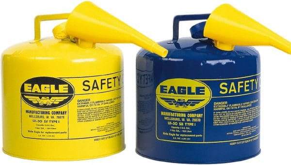 Eagle - 5 Gal Galvanized Steel Type I Safety Can - 13-1/2" High x 12-1/2" Diam, Blue - Best Tool & Supply