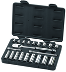 21 Piece - 3/8" Drive - 6 & 12 Point - Socket & Ratchet Set SAE - Best Tool & Supply