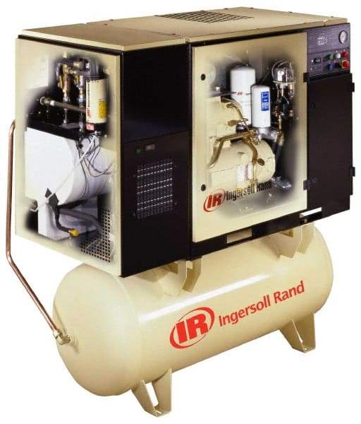 Ingersoll-Rand - 15 hp, 120 Gal Stationary Electric Rotary Screw Air Compressor - Three Phase, 150 Max psi, 50 CFM, 460 Volt - Best Tool & Supply