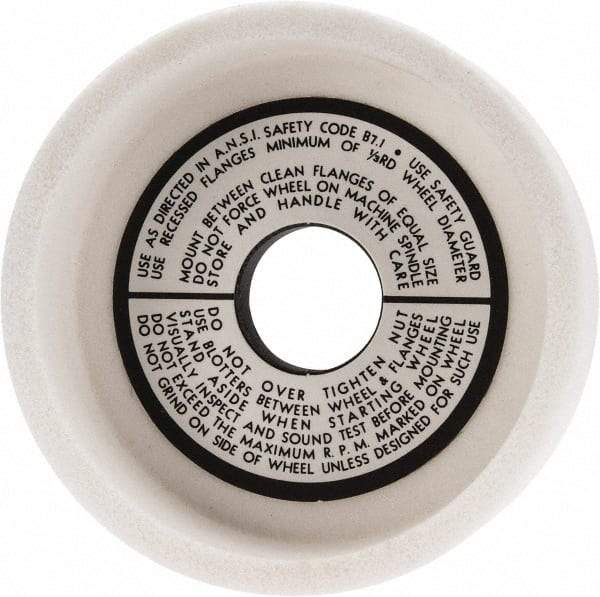 Grier Abrasives - 5" Diam, 1-1/4" Hole Size, 1-1/2" Overall Thickness, 80 Grit, Type 6 Tool & Cutter Grinding Wheel - Medium Grade, Aluminum Oxide, K Hardness, Vitrified Bond, 4,966 RPM - Best Tool & Supply