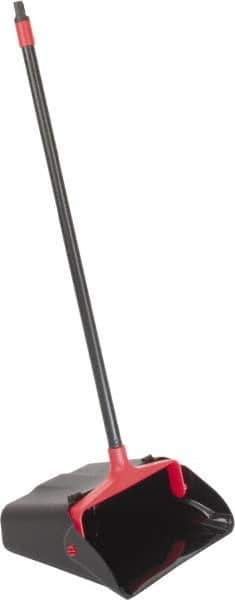 PRO-SOURCE - 13" Wide x 5" Deep x 38" High Upright Dustpan - Plastic Body, 33" Handle, Black, with Wheels - Best Tool & Supply