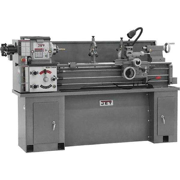 Jet - 13" Swing, 40" Between Centers, 230 Volt, Single Phase Bench Lathe - 5MT Taper, 2 hp, 60 to 1,240 RPM, 1-3/8" Bore Diam, 30" Deep x 29" High x 75-1/2" Long - Best Tool & Supply