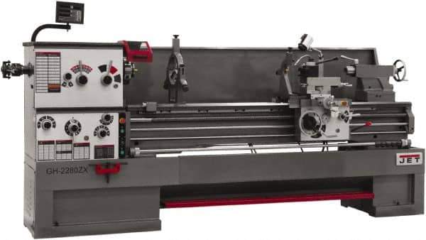 Jet - 26" Swing, 80" Between Centers, 230 Volt, Triple Phase Engine Lathe - 6MT Taper, 10 hp, 40 to 1,800 RPM, 4-1/8" Bore Diam, 43" Deep x 57" High x 136" Long - Best Tool & Supply