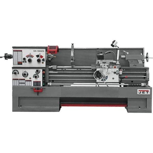 Jet - 16" Swing, 60" Between Centers, 230 Volt, Triple Phase Engine Lathe - 7MT Taper, 7-1/2 hp, 25 to 1,800 RPM, 3-1/8" Bore Diam, 40" Deep x 48" High x 116-1/2" Long - Best Tool & Supply