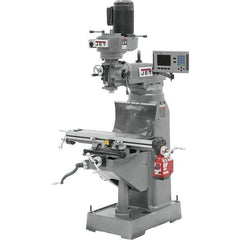 Jet - 7-7/8" Table Width x 35-3/4" Table Length, Step Pulley Control, 1 Phase Knee Milling Machine - R8 Spindle Taper, 1-1/2 hp - Best Tool & Supply