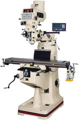 Jet - 9" Table Width x 49" Table Length, Variable Speed Pulley Control, 3 Phase Knee Milling Machine - R8 Spindle Taper, 3 hp - Best Tool & Supply