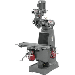 Jet - 9" Table Width x 42" Table Length, Step Pulley Control, 1 Phase Knee Milling Machine - R8 Spindle Taper, 2 hp - Best Tool & Supply