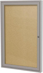 Ghent - 36" Wide x 24" High Enclosed Cork Bulletin Board - Vinyl, Caramel - Best Tool & Supply