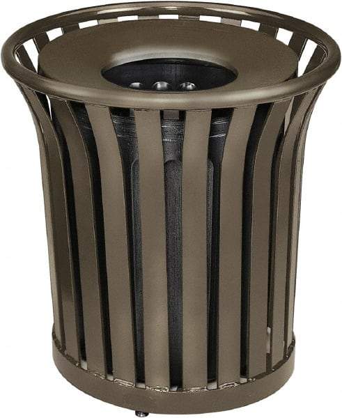 Rubbermaid - 36 Gal Bronze Round Decorative Waste Receptacle With Top - Steel, 826mm High - Best Tool & Supply