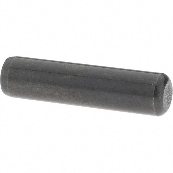 Value Collection - 1/4" Diam x 1" Pin Length Grade 8 Alloy Steel Standard Dowel Pin - Bright Finish, C 47-58 & C 60 (Surface) Hardness, 14,720 Lb (Double Shear), 7,360 Lb (Single Shear) Breaking Strength, 1 Beveled & 1 Rounded End - Best Tool & Supply