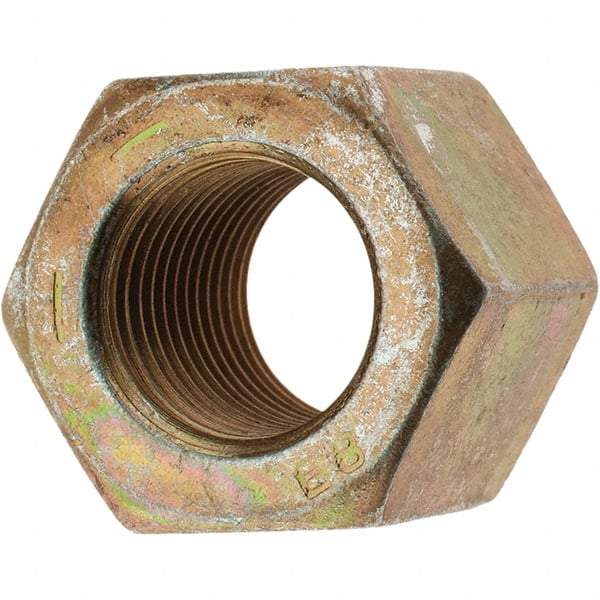 Value Collection - 9/16-18 UNF Steel Right Hand High Hex Nut - 7/8" Across Flats, 49/64" High, Zinc-Plated Finish - Best Tool & Supply