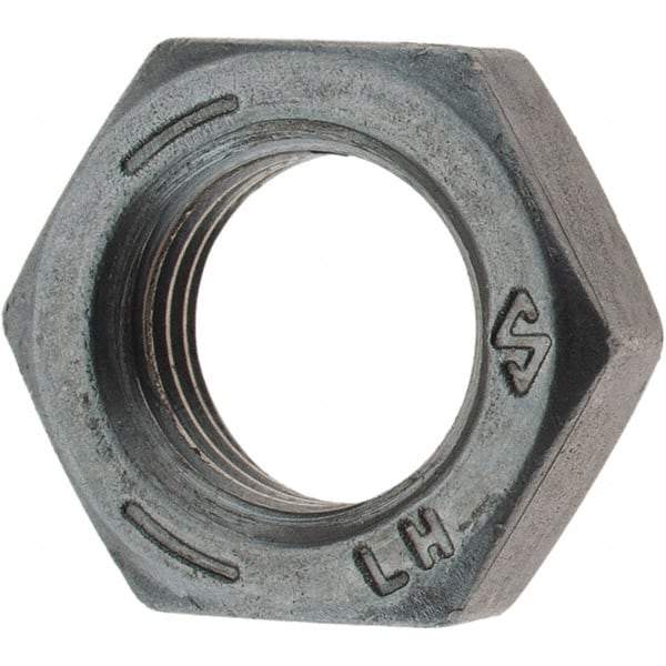 Value Collection - 3/8-24 UNF Steel Left Hand Hex Jam Nut - 9/16" Across Flats, 0.2188" High, Zinc Clear Finish - Best Tool & Supply