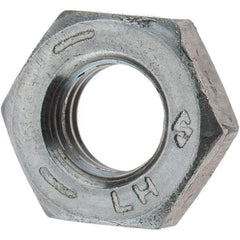 Value Collection - 1/4-28 UNF Steel Left Hand Hex Jam Nut - 7/16" Across Flats, 0.1562" High, Zinc Clear Finish - Best Tool & Supply