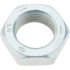 Made in USA - 1-14 UNF Steel Left Hand Hex Jam Nut - 1-1/2" Across Flats, 0.5469" High, Zinc Clear Finish - Best Tool & Supply