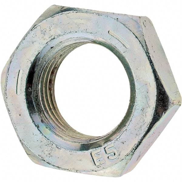 Value Collection - 9/16-18 UNF Steel Left Hand Hex Jam Nut - 7/8" Across Flats, 5/16" High, Zinc Clear Finish - Best Tool & Supply