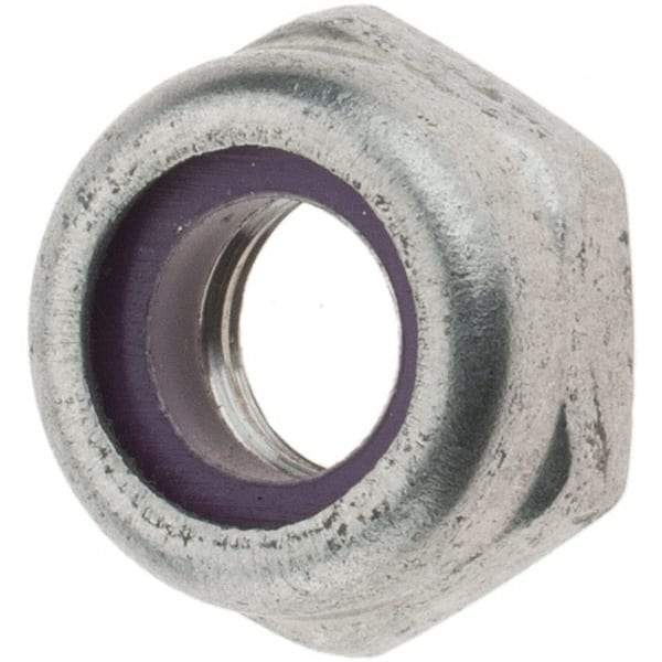 Value Collection - 1/4-28 UNF 18-8 Hex Lock Nut with Nylon Insert - 7/16" Width Across Flats, 13/64" High, Uncoated - Best Tool & Supply