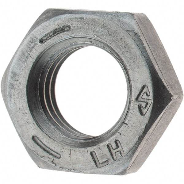 Value Collection - 5/16-24 UNF Steel Left Hand Hex Jam Nut - 1/2" Across Flats, 3/16" High, Zinc Clear Finish - Best Tool & Supply