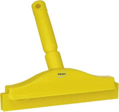 Vikan - 10" Rubber Blade Floor Squeegee - Double Edge, Yellow, Plastic Holder - Best Tool & Supply