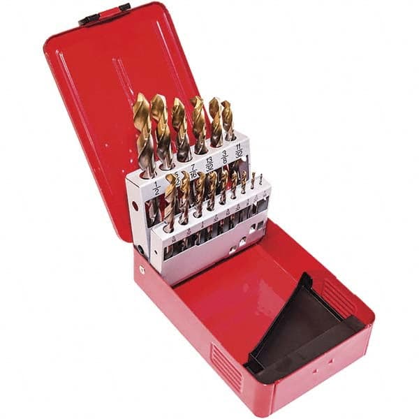 DORMER - 1/16 to 1/2", 118° Point, TiN Finish, High Speed Steel Jobber Length Drill Bit Set - Best Tool & Supply