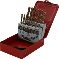 DORMER - 1 to 10mm, 135° Point, Bronze Finish, Cobalt Jobber Length Drill Bit Set - Best Tool & Supply