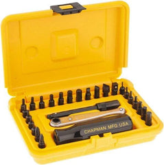 Chapman - 27 Piece, Screwdriver 1/4" Bit Ratchet Bit Set - #1 to #2 Phillips, 0.05 to 1/4" Hex, 1.5 to 6mm Hex - Best Tool & Supply