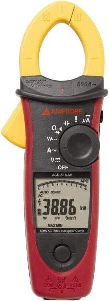 Amprobe - 3729950, CAT IV, CAT III, Digital True RMS Clamp Meter with 1.4567" Clamp On Jaws - 999.9 VAC/VDC, 599.9 AC Amps, Measures Voltage, Capacitance, Current, microAmps, Temperature - Best Tool & Supply