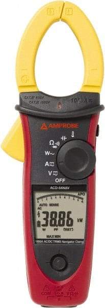 Amprobe - 3729989, CAT IV, CAT III, Digital True RMS Clamp Meter with 1.6535" Clamp On Jaws - 999.9 VAC/VDC, 999.9 AC/DC Amps, Measures Voltage, Capacitance, Current, Temperature - Best Tool & Supply