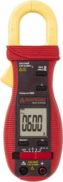 Amprobe - 3037808, CAT III, Digital Average Responding Clamp Meter with 1.0236" Clamp On Jaws - 400 VAC/VDC, 600 AC Amps, Measures Voltage, Continuity, Current, Frequency, Resistance - Best Tool & Supply