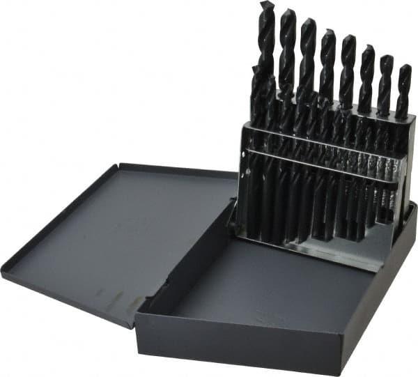 Chicago-Latrobe - 1/16 to 3/8", 135° Point, Oxide Finish, High Speed Steel Jobber Length Drill Bit Set - Best Tool & Supply