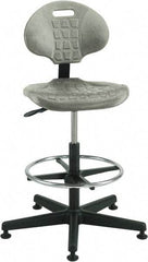 Bevco - 21 to 31" High Adjustable Height Swivel Stool - 27" Wide x 27" Deep, Polyurethane Seat, Gray - Best Tool & Supply