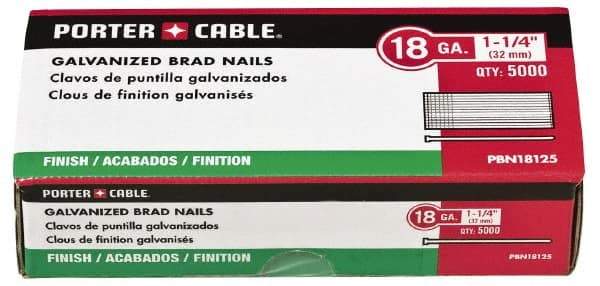 Porter-Cable - 18 Gauge 1-3/4" Long Brad Nails for Power Nailers - Grade 2 Steel, Galvanized Finish, Straight Stick Collation, Brad Head, Chisel Point - Best Tool & Supply