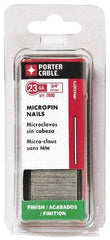 Porter-Cable - 23 Gauge 5/8" Long Pin Nails for Power Nailers - Grade 2 Steel, Galvanized Finish, Straight Stick Collation, Chisel Point - Best Tool & Supply