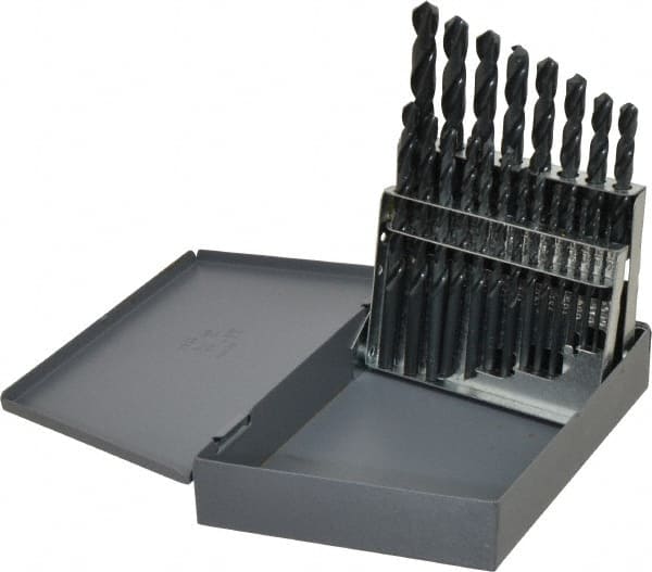 Chicago-Latrobe - 1/16 to 3/8", 118° Point, Oxide Finish, High Speed Steel Jobber Length Drill Bit Set - Best Tool & Supply