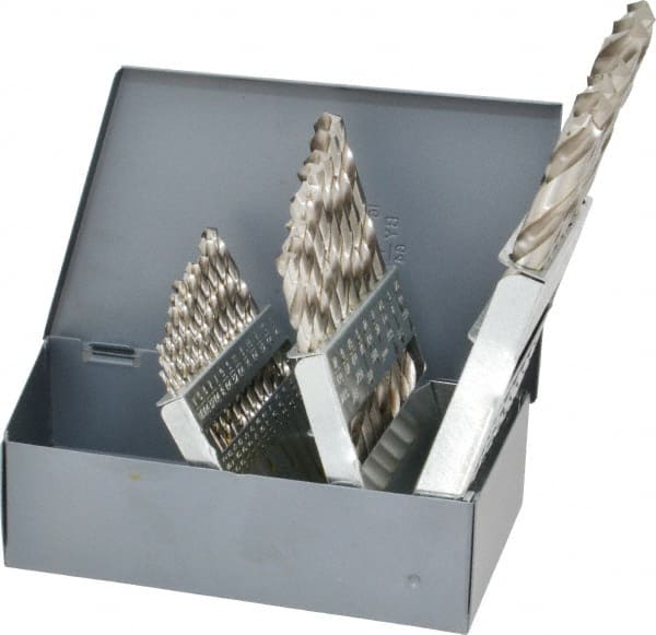 Chicago-Latrobe - 1/16 to 1/2", 118° Point, Bright Finish, High Speed Steel Jobber Length Drill Bit Set - Best Tool & Supply