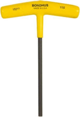 Bondhus - 7/32" Hex, T-Handle Cushion Grip, Hex Key - 6" OAL, Protanium High Torque Steel, Inch System of Measurement - Best Tool & Supply