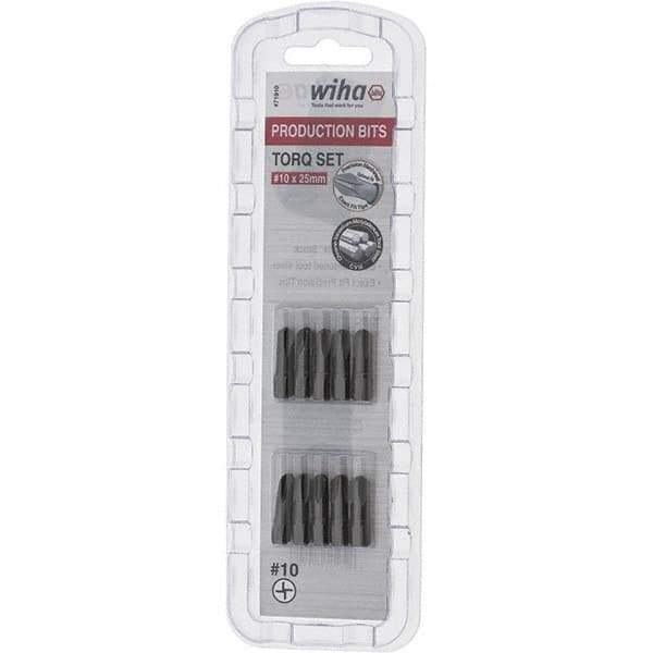 Wiha - 1/4" Drive, #10 Torq-Set Screwdriver Bit - 1" OAL - Best Tool & Supply