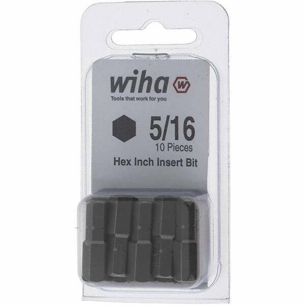 Wiha - 0.312" Hex Screwdriver Bit - 1/4" Drive, 1" OAL - Best Tool & Supply