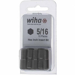 Wiha - 0.312" Hex Screwdriver Bit - 1/4" Drive, 1" OAL - Best Tool & Supply