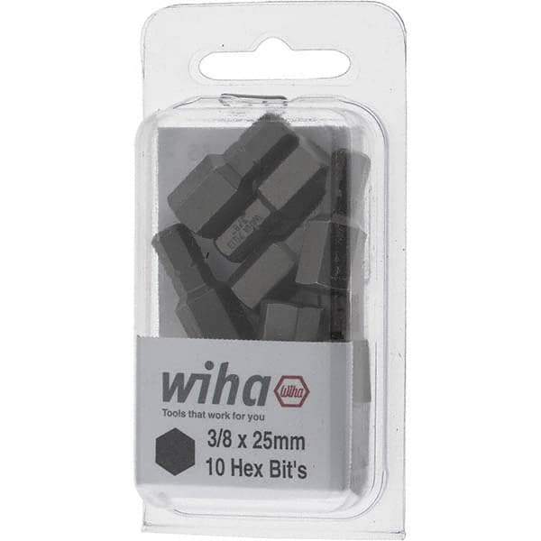 Wiha - 3/8" Hex Screwdriver Bit - 1/4" Drive, 1" OAL - Best Tool & Supply