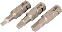 Wiha - 3 Piece, 1/4" Drive Screwdriver Insert Bit Set - #1 to #3 Square Recess - Best Tool & Supply