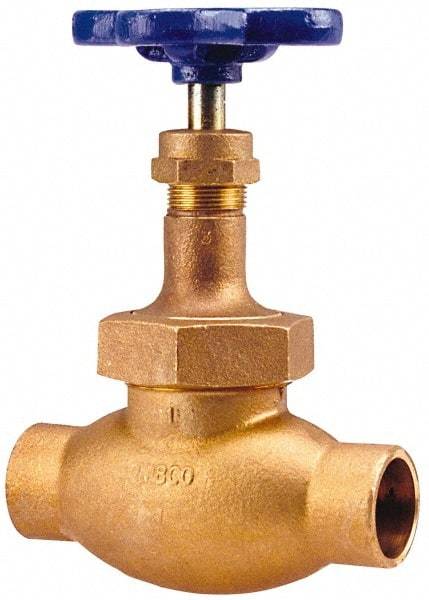 NIBCO - 1-1/2" Pipe, Soldered Ends, Bronze Integral Oxygen Service Globe Valve - PTFE Disc, Union Bonnet, 300 psi WOG, 150 psi WSP, Class 150 - Best Tool & Supply