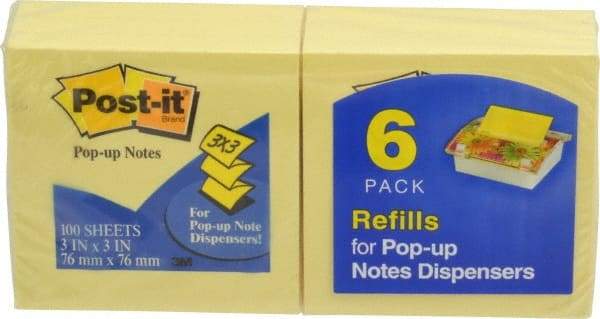 3M - 100 Sheet, 3 x 3", Note Pad/Writing Pad/Notebook - Yellow - Best Tool & Supply