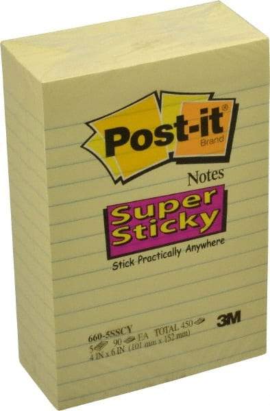 3M - 90 Sheet, 4 x 6", Note Pad/Writing Pad/Notebook - Yellow - Best Tool & Supply