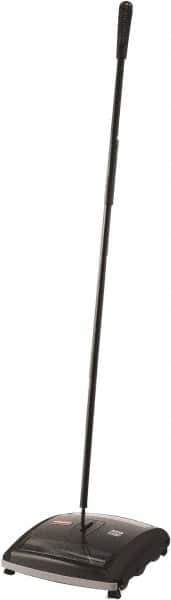 Rubbermaid - 7-1/2" Sweeping Width, Dual Brush Walk Behind Sweeper - Manual Push, Rubber Wheels, Nylon Bristles - Best Tool & Supply