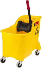 Rubbermaid - 31 Qt Plastic Bucket & Wringer - 22-5/8" Long x 32-1/4" High x 13-1/4" Wide, Yellow - Best Tool & Supply