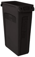 Rubbermaid - 23 Gal Black Rectangle Trash Can - Polyethylene, 30" High x 22" Long x 11" Wide - Best Tool & Supply